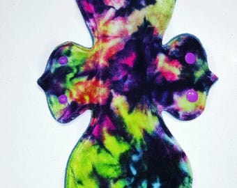 Super Ultra thin Feminine cloth pad with hand dyed organic bamboo velour topper, SHORBF, Powershield backer