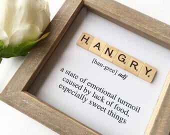 Hangry Frame - Dictionary Definition Frame - Scrabble Frame - Scrabble Art - Box Frame - Home Decor - Kitchen Decor - Funny - Hungry - Angry