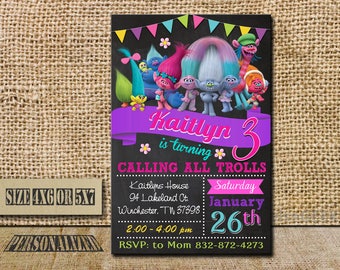 Trolls Invitation / Trolls Birthday / Trolls Birthday Invite / Trolls Party / Trolls Invite / Trolls Party Invite / Trolls Birthday Party