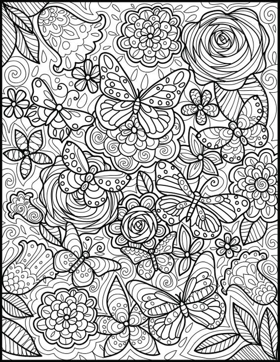 Adult Coloring Page Printable Coloring Page for Butterfly