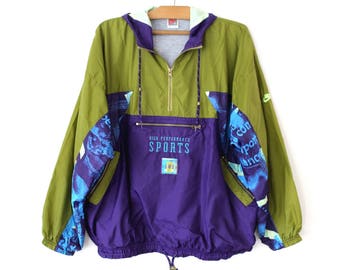 80's Nike Jacket, Vintage Nike Windbreaker, Hooded Large Size Nike Sweater, Rare European Model Nike, Hip Hop Streetwear, Nike Sweatshirt
