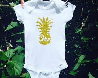 Babyhug 100% Cotton Knit Half Sleeves Pineapple Printed Frock Style Onesie - Pink main image 0