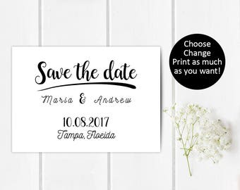 Boho Save the date pdf card, Vintage save the date pdf, Diy save the date pdf, Pdf save the date card, Save the date pdf