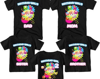 Shopkins Birthday Shirt Personalized Name and Age Custom Shopkins Family Birthday T-Shirt