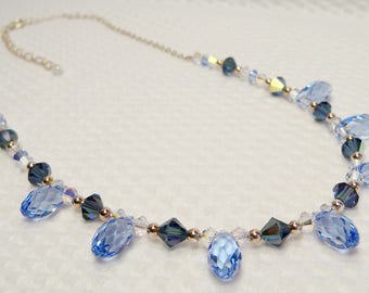 Blue Crystal Necklace Crystal Jewelry Swarovski Crystals