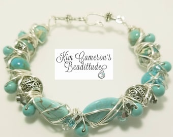 Turquoise Wire Wrapped Bangle