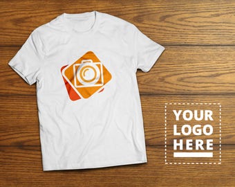 T-Shirt Mock-Up Template Fully Editable White Black Colored Wood Background