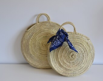 Maria Rita- Medium Round Straw Basket - Round Basket- Round Straw bag-Handmade-Straw bag- Panier Rond-Round Basket bag-La Petite Sardine
