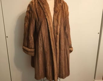 1950s Vintage Bronze Mink Swing Coat Excellent Condition