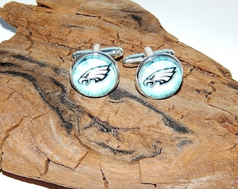 Philadelphia Eagles football logo cufflinks jewelry, Men jewelry, Philadelphia Eagles Fan Art simbol patch, NFL football emblem sports logo
