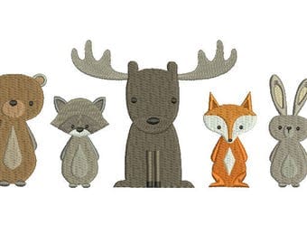 Woodland Baby Animals EMBROIDERY Set Fill Design Machine deer bear fox rabbit beaver raccoon Embroidery Instant Download EN2029F