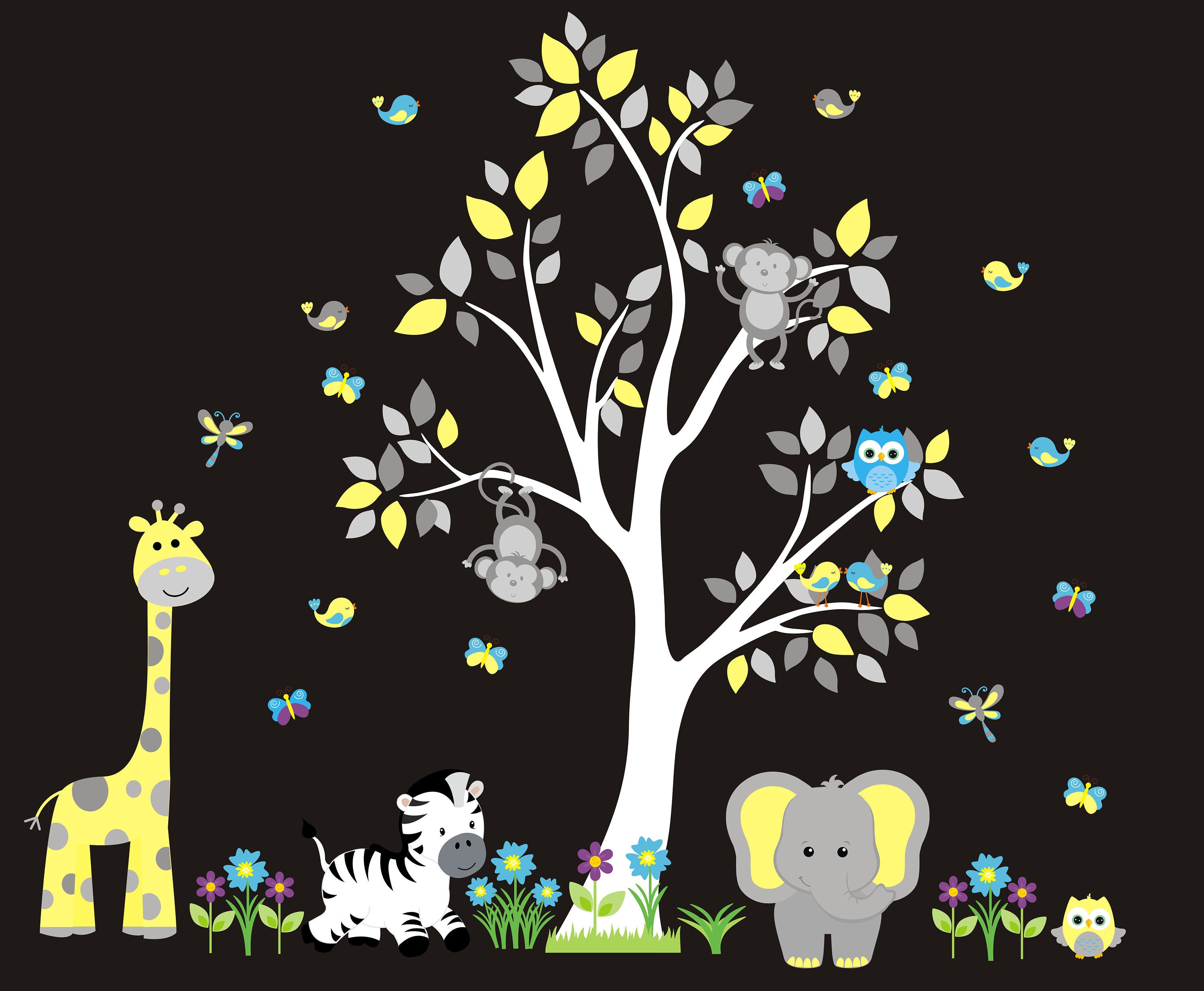Wall Decals Nursery Jungle Animal Decals Removable and