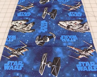 Star Wars Fabric, Ships, Space, Battleship, Logo, Name, Blue, Lucasfilm Ltd, Eugene Textiles, Quilt, Clothing, Woven, Cotton, Fabric by Yard