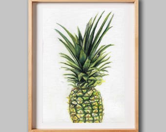 ACEO Original Drawing, Pineapple, Fruit, Nursery,Design, Decor Art, Handmade,