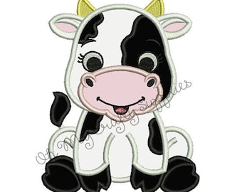 Cute Cow Applique Embroidery Design