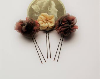 Spikes hair bride maid of honor-nude-purple-flowers chiffon and organza.