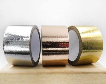 Gold Washi Tape. Metallic Tape. Silver. Rose Gold. Gift Wrap. Scrap Booking. Card Making. Craft Supplies. Tape