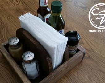 Rustic Napkin Holder/Salt & Pepper/Stake Seasoning, Farm House Kitchen, Wood Napkin Holder (Reclaimed Pallet Wood)