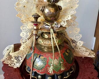 Robot assemblage sculpture - QUEEN IDA - Queen of the Golden Islands and all Rustopia!