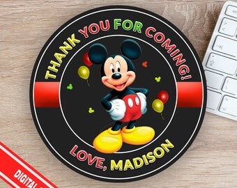Mickey Mouse Favor Tag - Mickey Mouse Tag - Mickey Mouse Thank You Card - Mickey Mouse Sticker