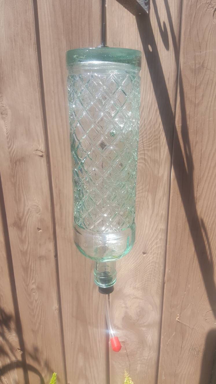 Light Green Glass Hummingbird Feeder