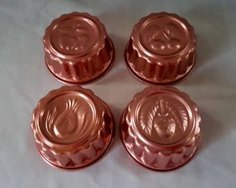 4 Mini Copper Color Jello Molds - Set of 4