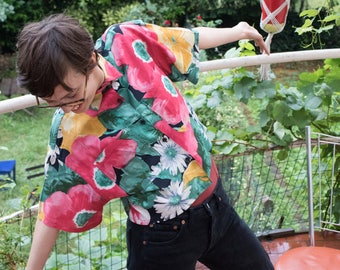 Vintage floral shirt René Derhy / Vintage René Derhy flowers shirt
