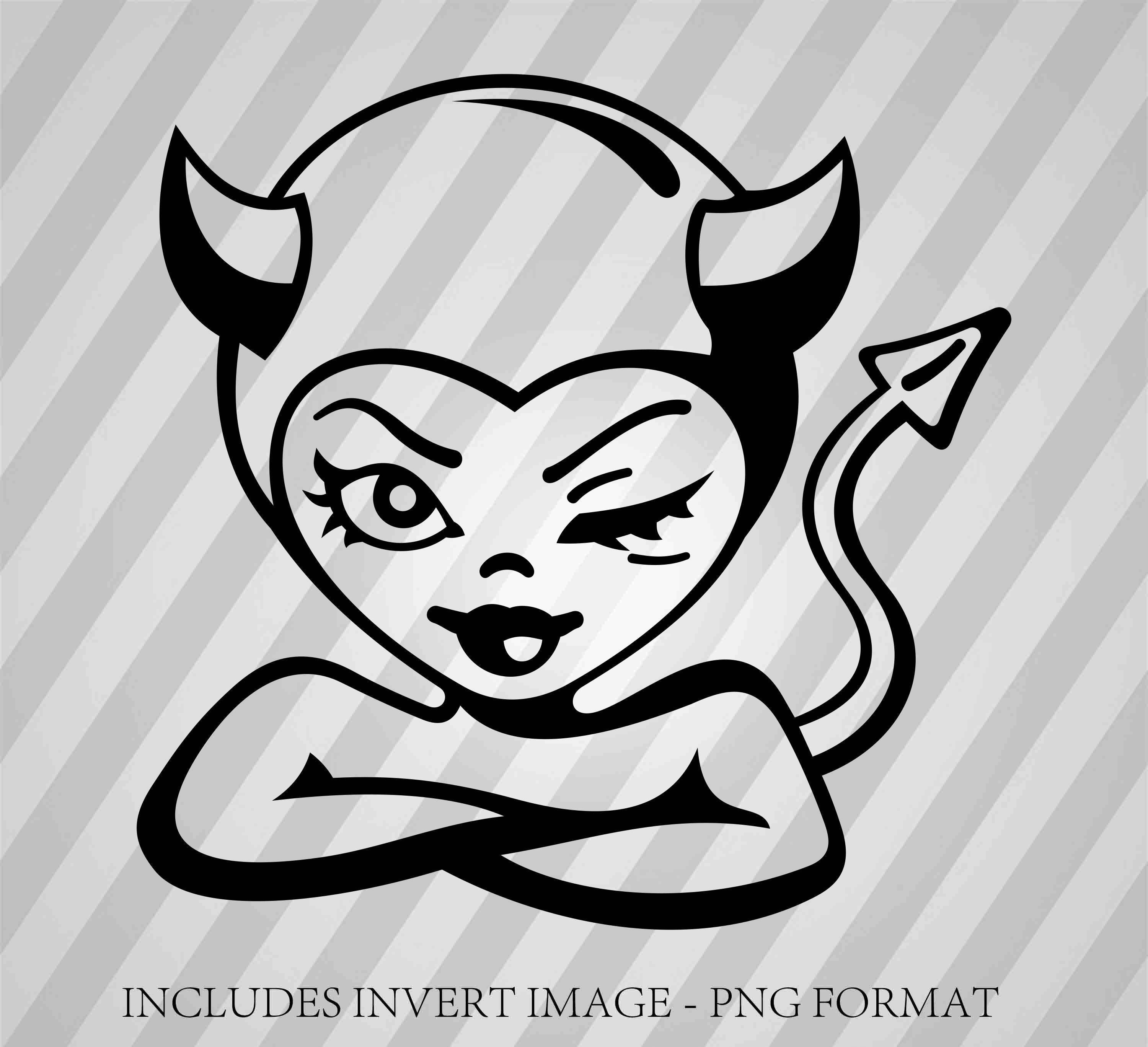 Devil Girl Silhouette - Svg Dxf Eps Silhouette Rld RDWorks Pdf Png AI ...