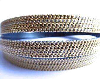 32.5 cm doubled chaînette métal doré 10 mm wide leather strap