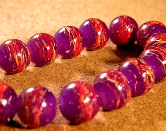 glass 12 mm Purple 9 PE192 trefilee 10 beads