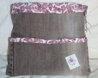 Pouch "Pantapochette", light brown/gray denim fabric