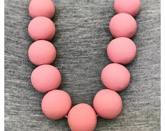 Orchard Pink Beaded Polymer Clay Necklace