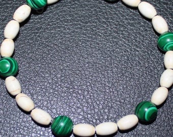 Bracelet Extensible En Malachite Verte - Modèle Vintage 5254, Occasion Parfait état