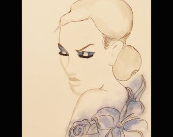 Painting the woman and hibiscus