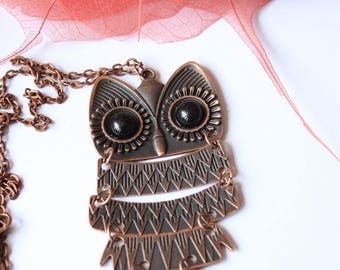 copper articulated OWL necklace