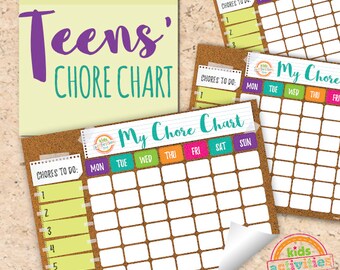 Printable Chore Chart for Teens - Customizable