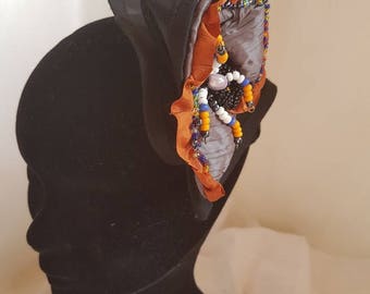 Black fascinator ethnic on hair clip