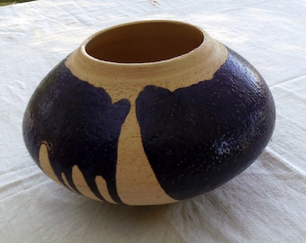 Ceramic vase raku, pottery, blue and one night and eggshell Ceramic raku blue vase