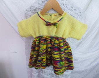 Baby dress in wool multicolor/yellow