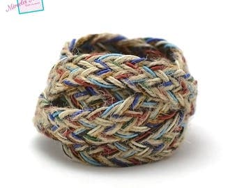 1 m braided strap rope linen 15 mm, multicolored 002