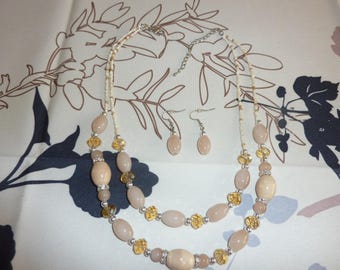 Necklace and earrings ' ear in porcelain and glass