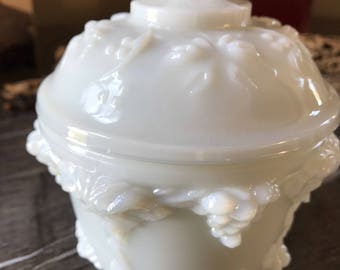 Vintage Milk Glass Footed Candy Dish