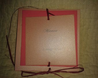 Square 3 part 3 birth announcement with photo of baby