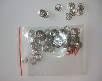 100 bead caps silver filligree 0.80 cm