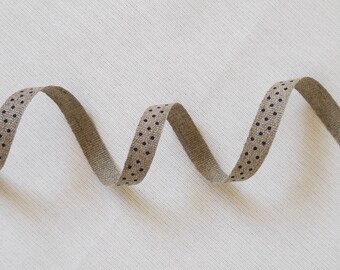 Plum Polka dots in 100% natural linen Ribbon
