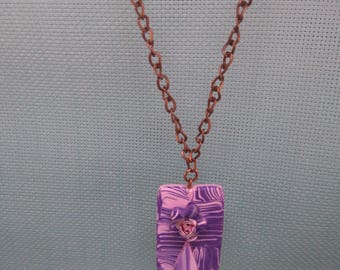 Pink & purple polymer pendant §58§