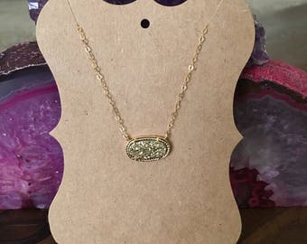 24k Gold Druzy Necklace Kendra Scott look alike 15" Choker (gold)