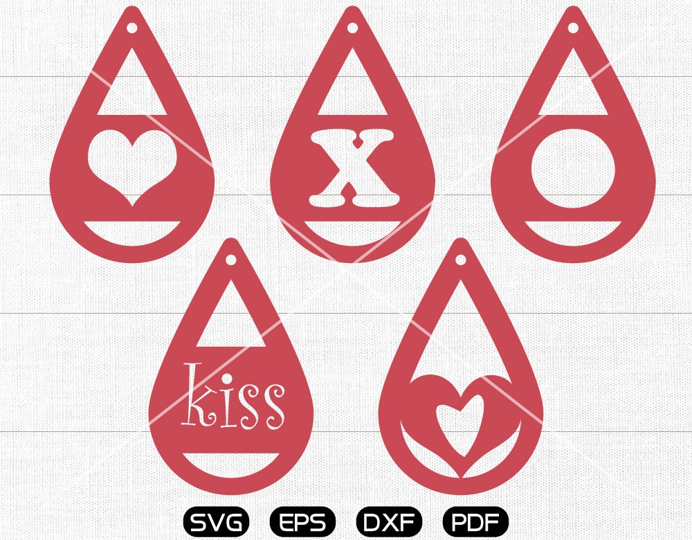 Download Valentines day Heart Tear drop SVG, Teardrop earrings svg ...