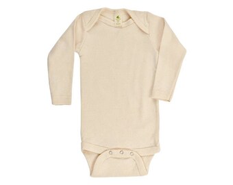 Organic Cotton Long Sleeve Baby Bodysuit - Natural - USA Made