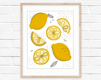 Lemon wall art | Etsy